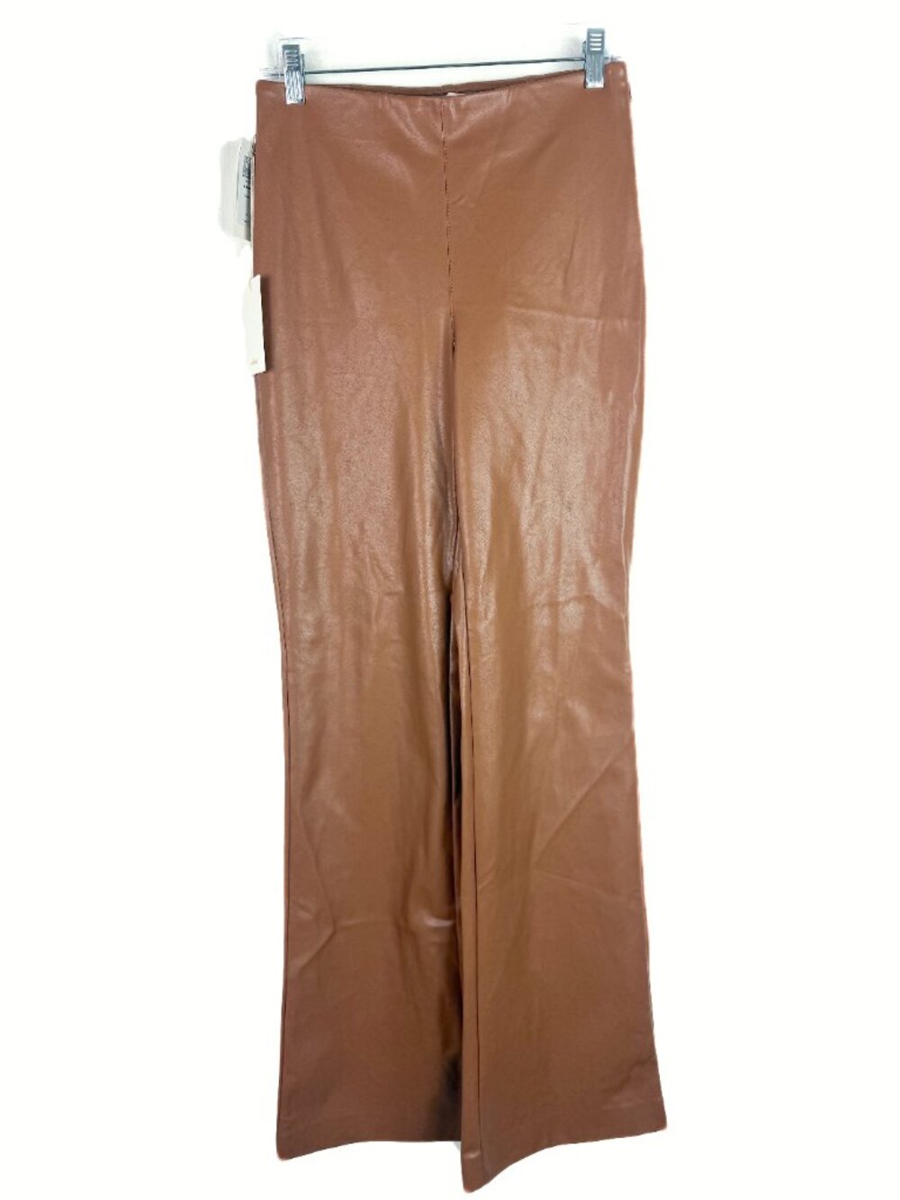 NWT Aritzia Wildfred Elaine Pant Cognac Faux Leather Kick Flare Size 8 Tall NEW